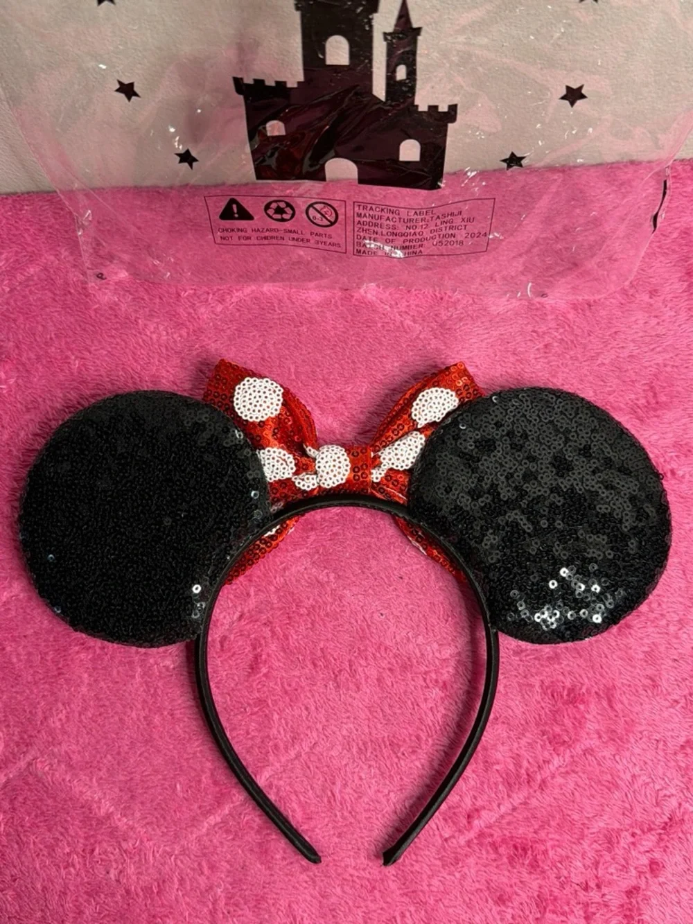 Birthday Minnie Mouse Style Kids Headband - Red Polka Dot